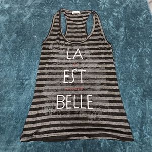 3/$10 Stylebook "La Est Belle" Striped Racer Back Tank Top sz Medium
